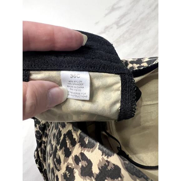 T-Shirt Bra Wired Women's Size 36C Cheetah Print Padded Comfort Longer Bottom - Picture 6 of 6
